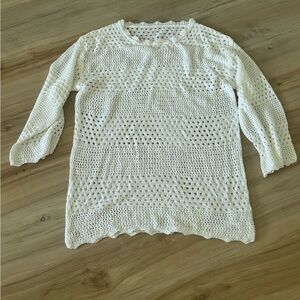 White Crochet Knit Sweater
